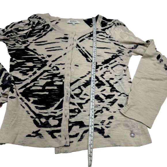 Sandwich Beige Black Round Neck Button Front Lightweight Cardigan Size XS - Picture 11 of 12